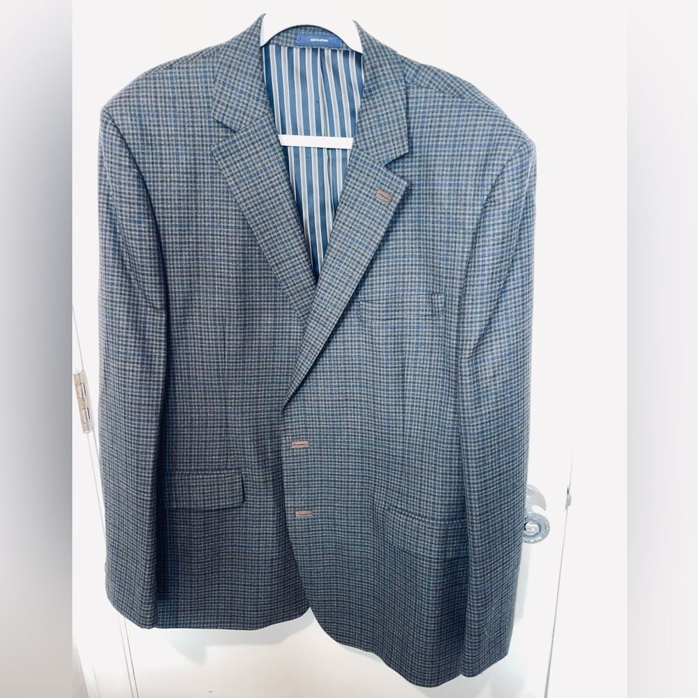 Stafford mens tweed brown 60% wool elbow patch trendy blazer sz 48R jacket prep
